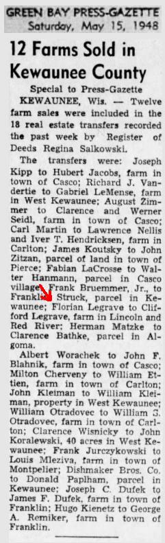 1948-05-15 GPBG 12-Farms-Sold-In-Kewaunee-County